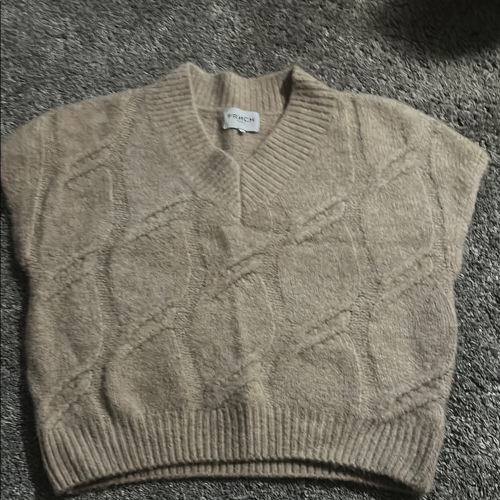 FRNCH Tan V-Neck Sweater